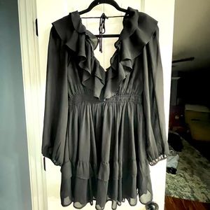 Abercrombie & Fitch Black Long Sleeve Ruffle dress